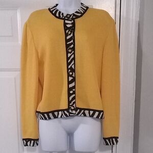 St. John Collection Yellow and Black Cardigan